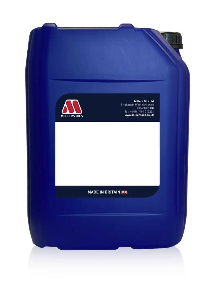 Millers Oils blue 20 litre container, illustrative manufacturer packshot; product label and actual pack size vary
