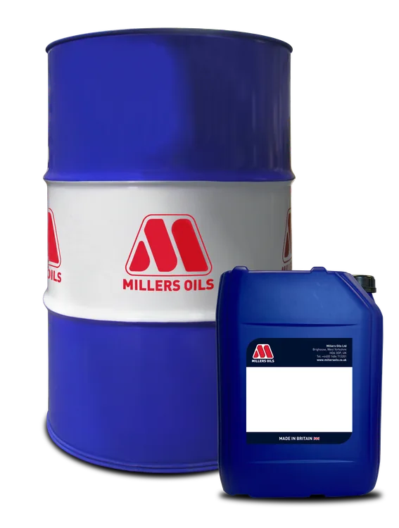 Official Millers Oils drum and 20 litre container packshot, indicative packaging