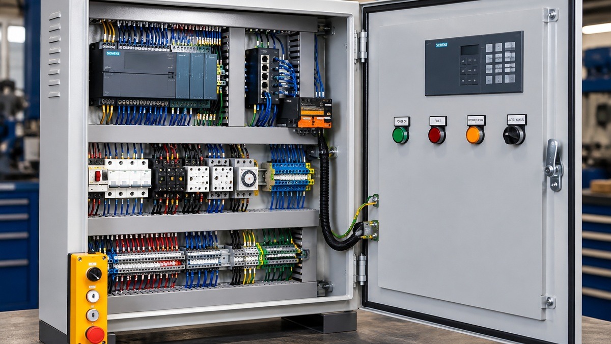 Hydraulic PLC control cabinet and machine control system