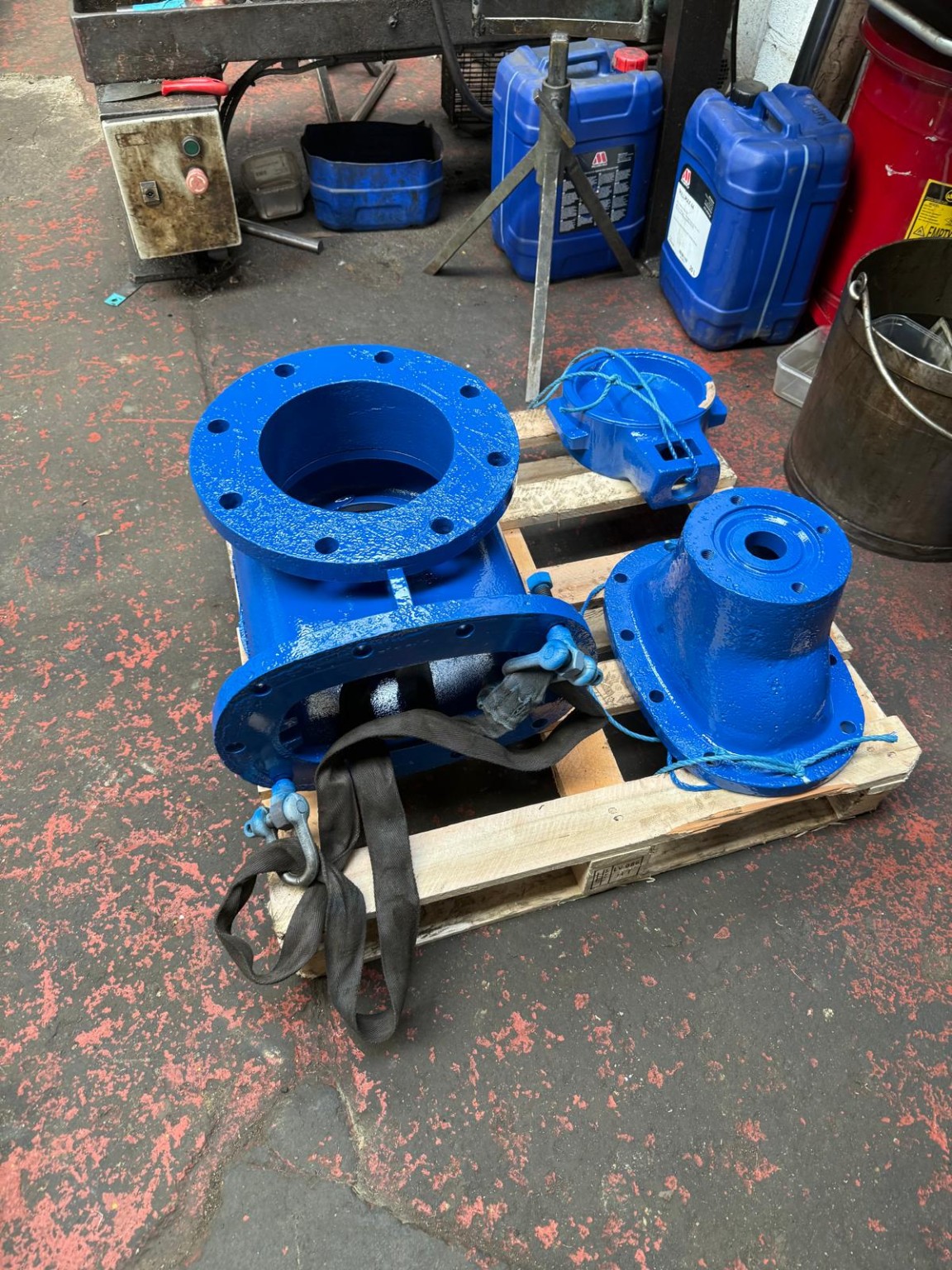 Reservoir water valve components separated during refurbishment