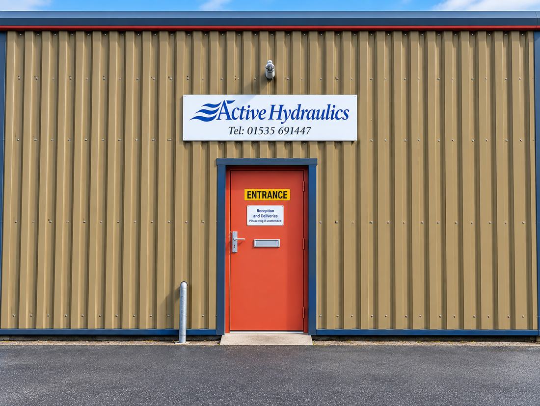 Active Hydraulics workshop entrance at Atlas Works, Keighley