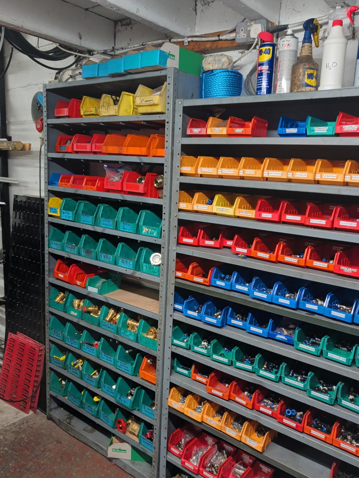 Tube and engineering material stored on racks at Active Hydraulics